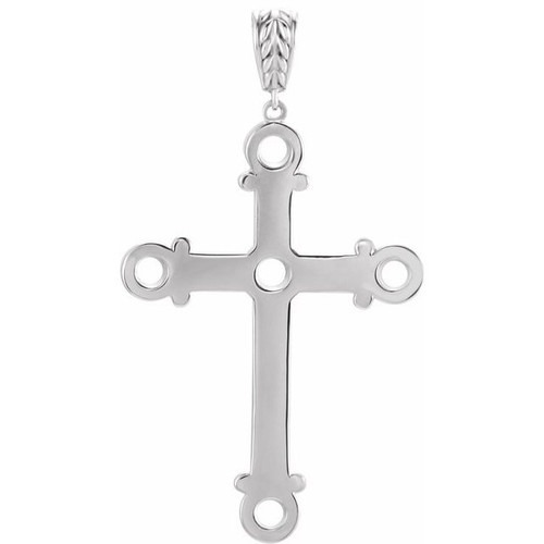 Cross Necklace or Pendant Mounting in Sterling Silver for Round Stone, 3.16 grams