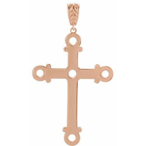 Cross Necklace or Pendant Mounting in 14 Karat Rose Gold for Round Stone, 3.98 grams Cross Necklace or Pendant Mounting in 14 Karat Rose Gold for Round Stone, 3.98 grams