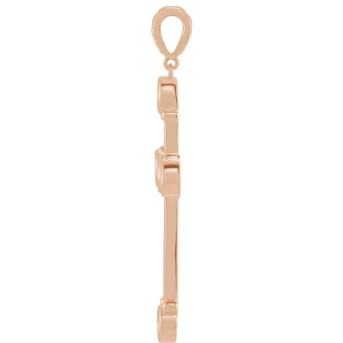 Cross Necklace or Pendant Mounting in 14 Karat Rose Gold for Round Stone, 3.98 grams Cross Necklace or Pendant Mounting in 14 Karat Rose Gold for Round Stone, 3.98 grams
