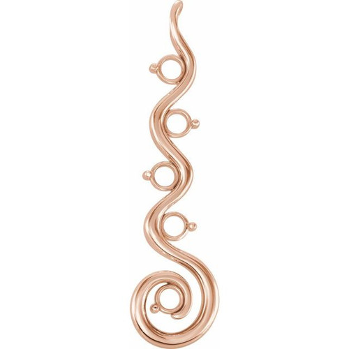 Family Pendant Mounting in 14 Karat Rose Gold for Round Stone, 4.16 grams
