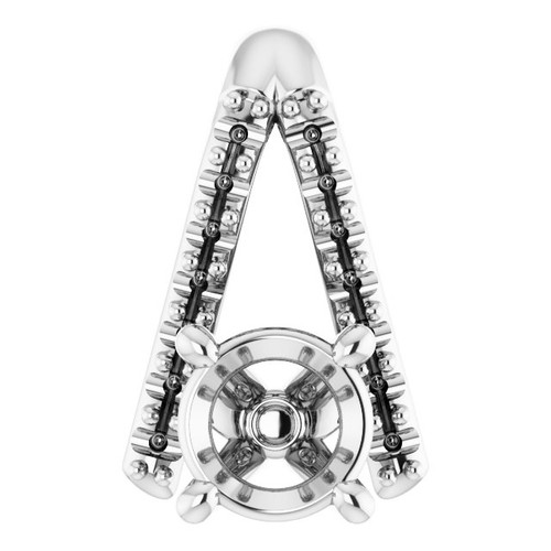 Accented Pendant Mounting in 14 Karat White Gold for Round Stone, 1.95 grams