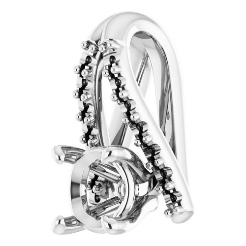 Accented Pendant Mounting in 14 Karat White Gold for Round Stone, 1.95 grams