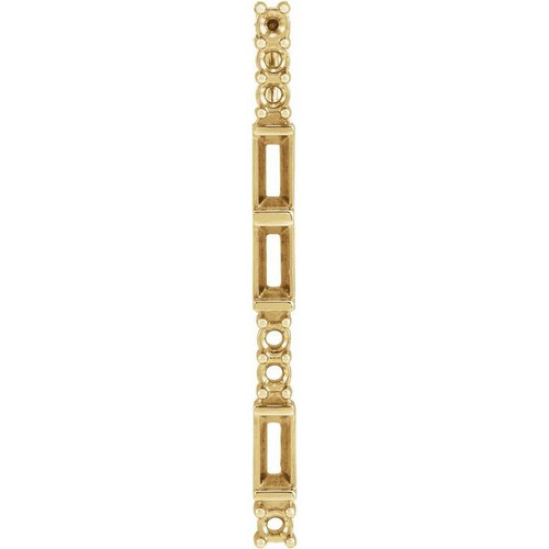 Baguette Bar Necklace or Slide Pendant Mounting in 14 Karat Yellow Gold for Straight baguette Stone, 0.87 grams