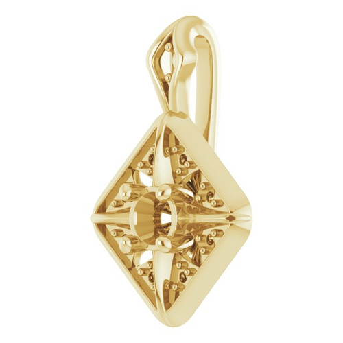 Halo Style Pendant Mounting in 10 Karat Yellow Gold for Round Stone, 0.83 grams