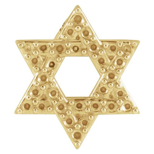 Star of David Necklace or Pendant Mounting in 14 Karat Yellow Gold for Round Stone, 0.94 grams