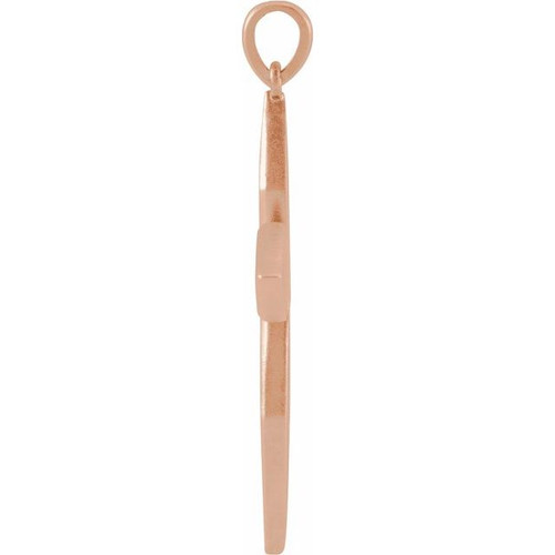 Accented Cross Necklace or Pendant Mounting in 14 Karat Rose Gold for Round Stone, 2.65 grams