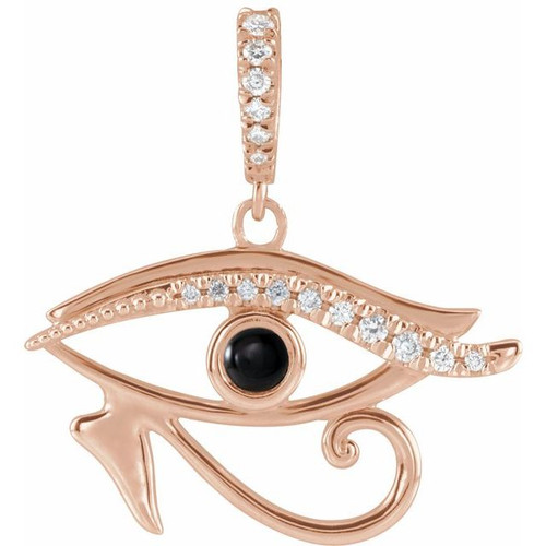 Eye of Horus Necklace or Pendant Mounting in 14 Karat Rose Gold for Round Stone, 1.4 grams Eye of Horus Necklace or Pendant Mounting in 14 Karat Rose Gold for Round Stone, 1.4 grams