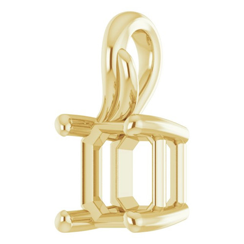 Solitaire Pendant Mounting in 18 Karat Yellow Gold for Asscher Stone, 1.02 grams