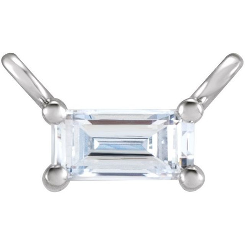 Baguette Solitaire Necklace or Center Mounting in 14 Karat White Gold for Straight baguette Stone, 0.13 grams