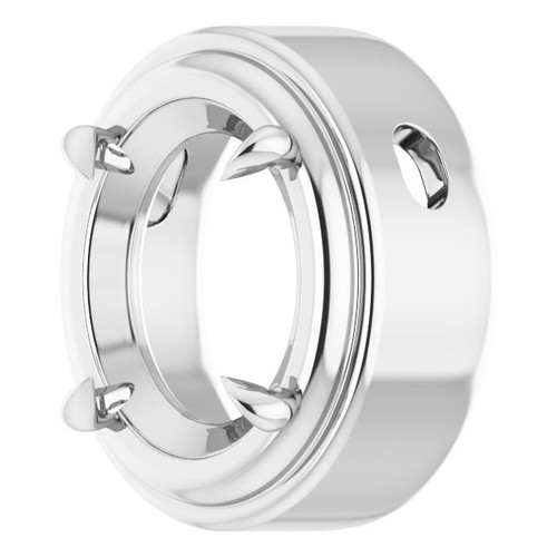 Solitaire Pendant Mounting in 10 Karat White Gold for Oval Stone, 5.06 grams