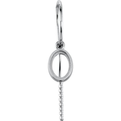 Accented Pearl Earrings Mounting in 14 Karat White Gold for Pearl Stone, 1.03 grams