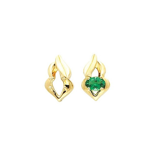 Oval Freeform Earrings Mounting in 18 Karat Yellow Gold for Oval Stone, 1.99 grams