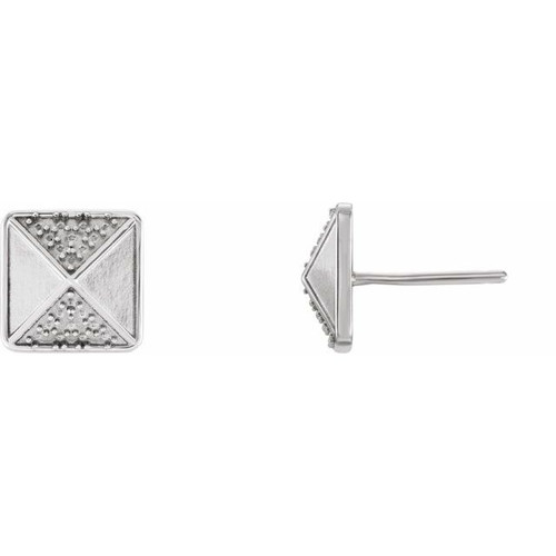 Pyramid Earrings Mounting in Platinum for Round Stone, 1.43 grams