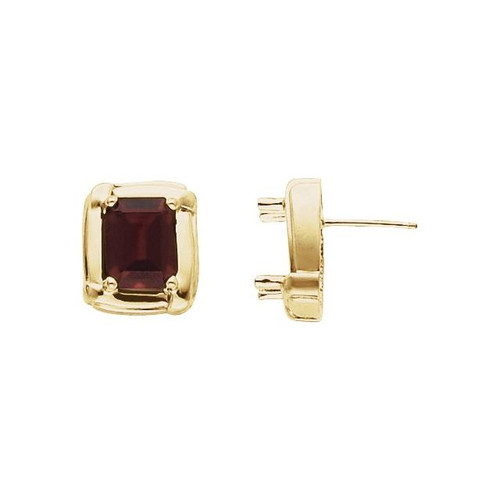 Emerald 4 Prong Earrings Mounting in 14 Karat White Gold for Emerald cut Stone, 1.96 grams