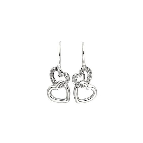 Double Heart Earrings Mounting in Sterling Silver for Round Stone, 2.15 grams