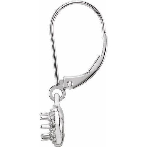 Vintage Inspired Earrings Mounting in 14 Karat White Gold for Round Stone, 2.8 grams