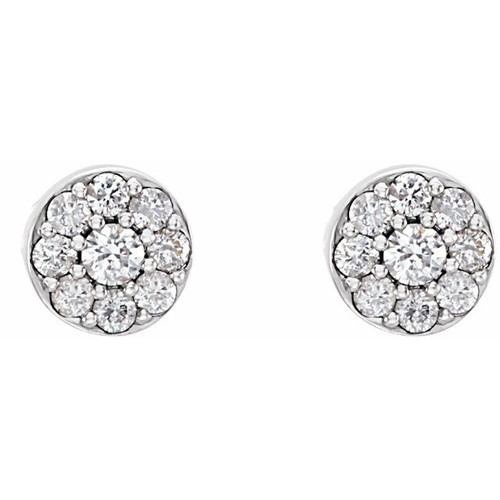 Cluster Earrings Mounting in Platinum for Round Stone, 3.73 grams