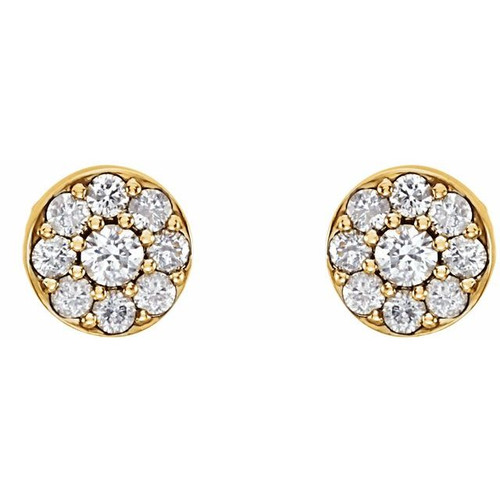 Cluster Earrings Mounting in 14 Karat Yellow Gold for Round Stone, 2.39 grams