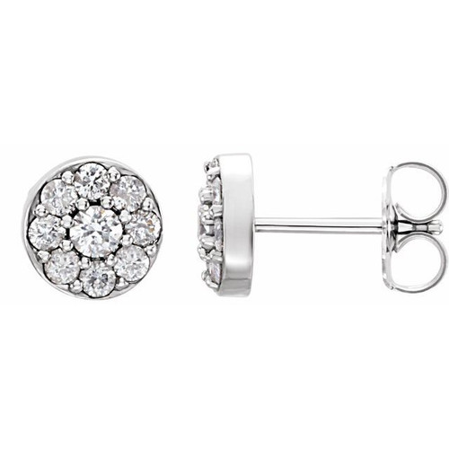 Cluster Earrings Mounting in 14 Karat White Gold for Round Stone, 2.33 grams