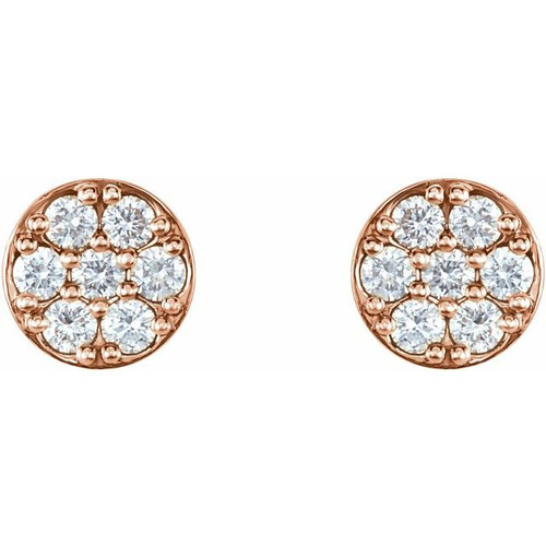 Cluster Earrings Mounting in 14 Karat Rose Gold for Round Stone, 1.68 grams