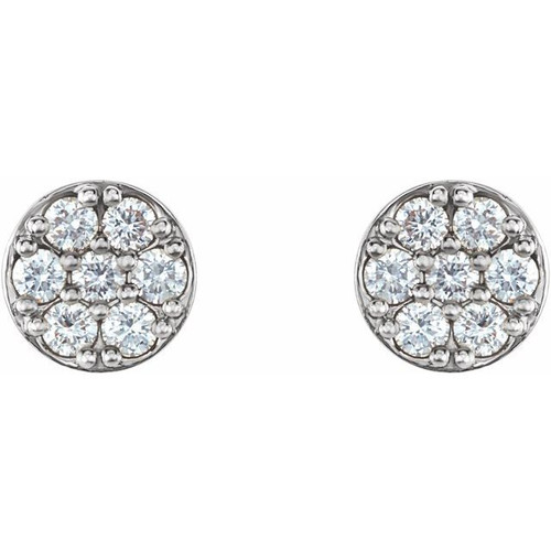 Cluster Earrings Mounting in 14 Karat White Gold for Round Stone, 1.63 grams