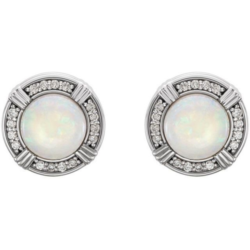 Bezel Set Halo Style Earrings Mounting in Platinum for Round Stone, 5.45 grams