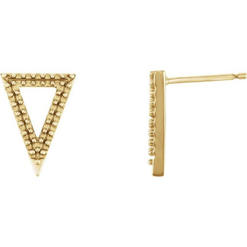 Triangle Earrings Mounting in 14 Karat Yellow Gold for Round Stone, 0.87 grams
