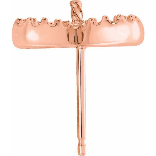 Pearl Clover Earrings Mounting in 14 Karat Rose Gold for Pearl Stone, 1.53 grams