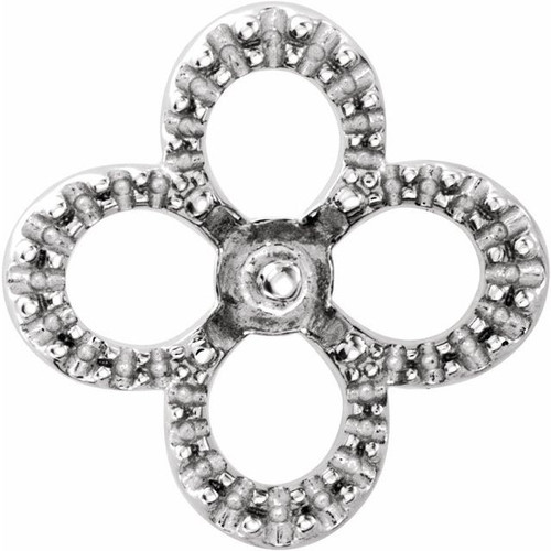 Pearl Clover Earrings Mounting in 14 Karat White Gold for Pearl Stone, 1.49 grams