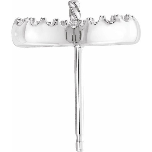 Pearl Clover Earrings Mounting in 14 Karat White Gold for Pearl Stone, 1.49 grams