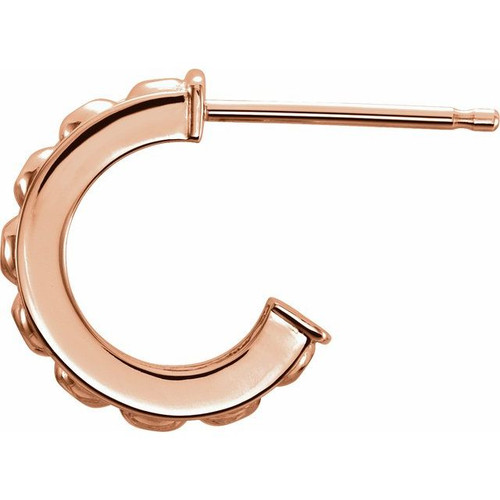 Bezel Set Hoop Earrings Mounting in 14 Karat Rose Gold for Round Stone, 1.17 grams