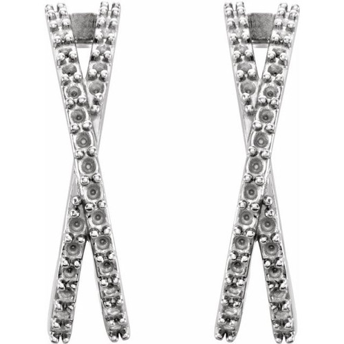 Criss Cross J Hoop Earrings Mounting in Platinum for Round Stone, 1.94 grams