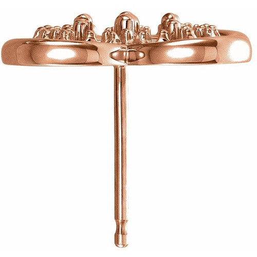 Clover Earrings Mounting in 14 Karat Rose Gold for Round Stone, 1.89 grams