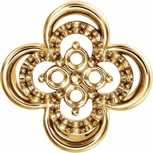 Clover Earrings Mounting in 14 Karat Yellow Gold for Round Stone, 1.89 grams