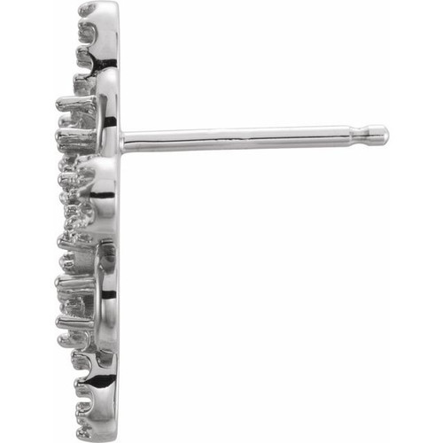 Clover Earrings Mounting in 14 Karat White Gold for Round Stone, 1.46 grams