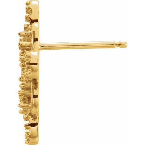 Clover Earrings Mounting in 14 Karat Yellow Gold for Round Stone, 1.5 grams