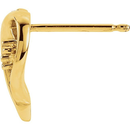 Accented Heart Earrings Mounting in 10 Karat Yellow Gold for Round Stone, 0.64 grams