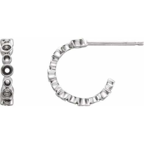 Bezel Set Hoop Earrings Mounting in Sterling Silver for Round Stone, 0.44 grams