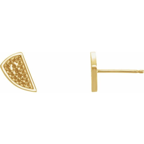 Geometric Earrings Mounting in 14 Karat Yellow Gold for Round Stone, 0.5 grams