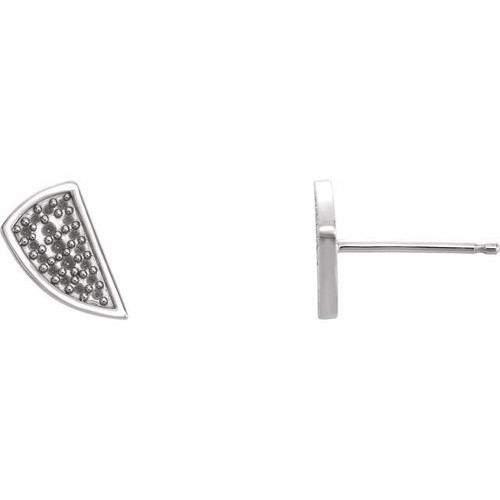 Geometric Earrings Mounting in Sterling Silver for Round Stone, 0.41 grams