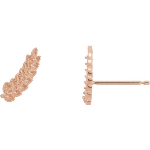 Leaf Ear Climbers Mounting in 14 Karat Rose Gold for Round Stone, 0.26 grams