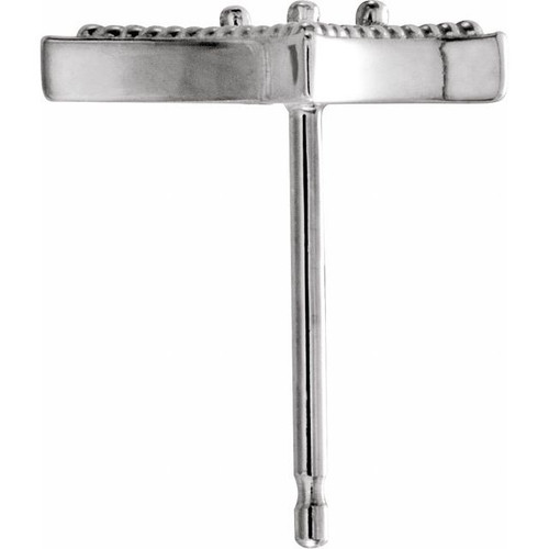 Geometric Earrings Mounting in 14 Karat White Gold for Round Stone, 0.58 grams