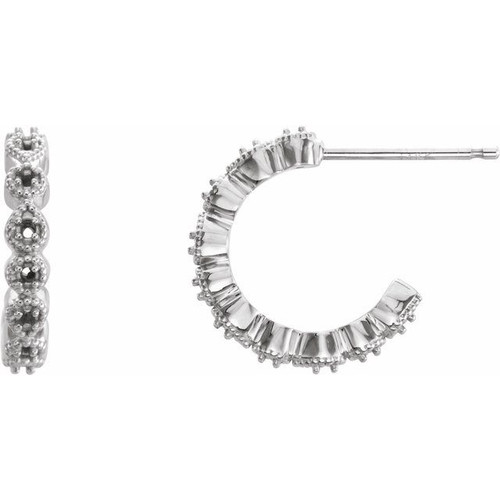 Accented Hoop Earrings Mounting in Platinum for Round Stone, 1.59 grams