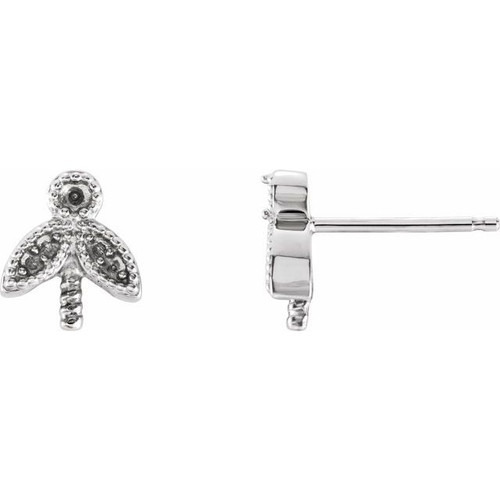 Pearl Leaf Earrings Mounting in 14 Karat White Gold for Pearl Stone, 0.69 grams