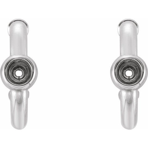 Bezel Set Huggie Earrings Mounting in 14 Karat White Gold for Round Stone, 0.92 grams
