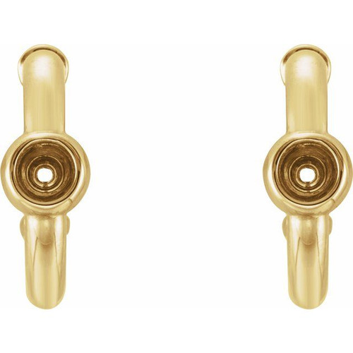 Bezel Set Huggie Earrings Mounting in 14 Karat Yellow Gold for Round Stone, 0.95 grams