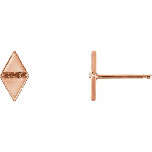 Geometric Earrings Mounting in 14 Karat Rose Gold for Round Stone, 0.33 grams