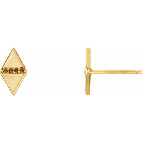 Geometric Earrings Mounting in 14 Karat Yellow Gold for Round Stone, 0.33 grams