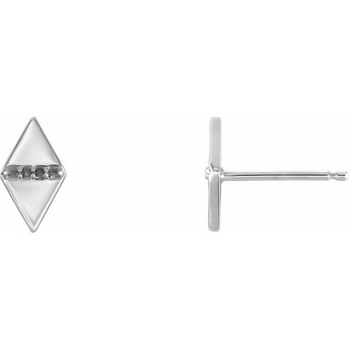Geometric Earrings Mounting in Platinum for Round Stone, 0.49 grams