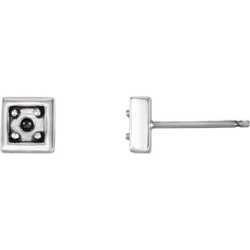 Accented Earrings Mounting in 14 Karat White Gold for Round Stone, 0.63 grams